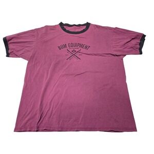 Bum Equipment Ski School Ringer T-Shirt Mens XL Maroon Vintage Graphic Tee